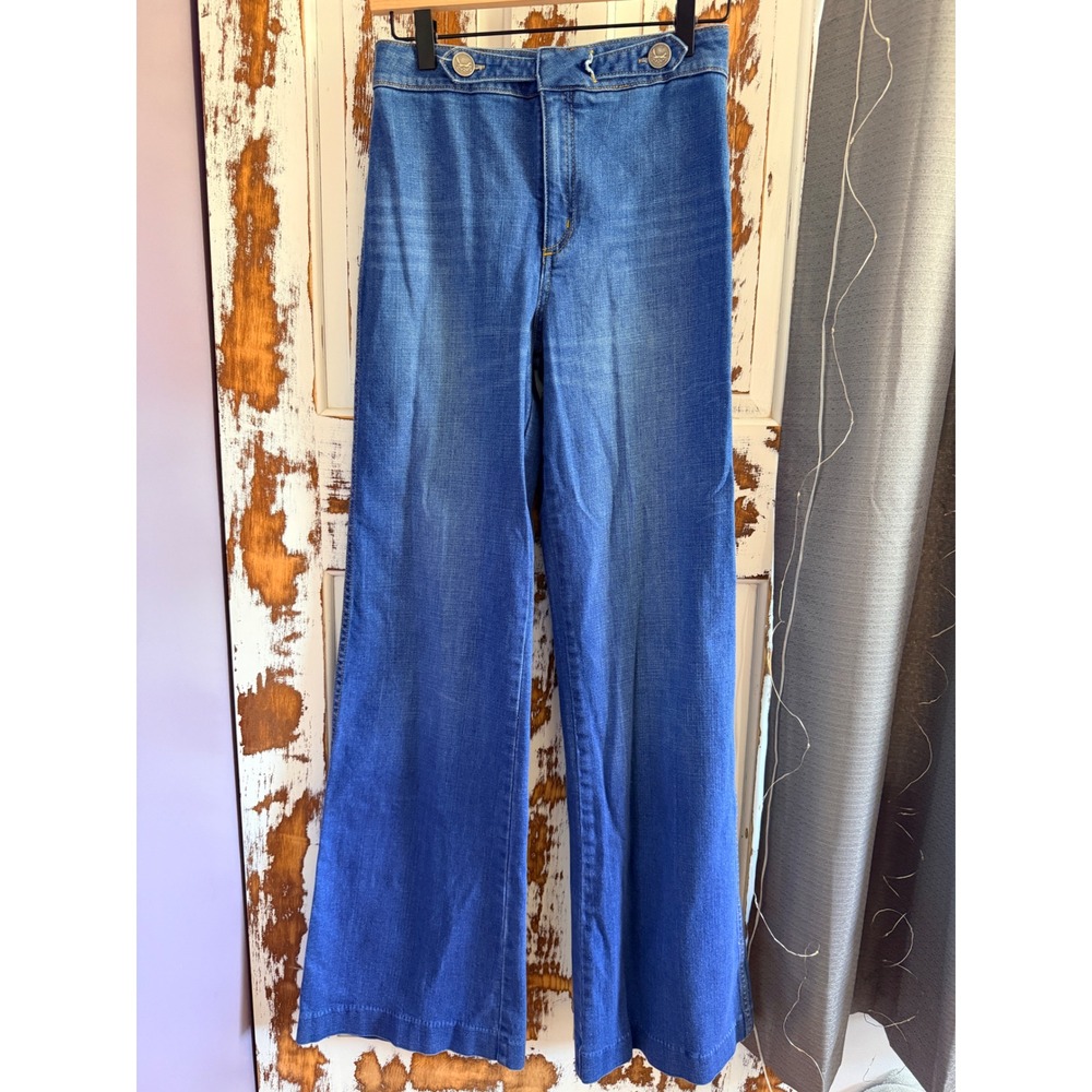 Radcliffe London Suzy Radcliffe Wide Leg Jeans Blue Denim High Waist Womens 27